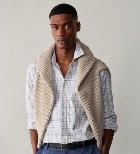 HM3010876 Chemise Three Col Tattersall (S), Blanc, Casuel, Coton, Classique, Manche longue - Hackett London - Modalova