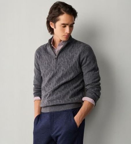 HM7000251 Pull zippé Lambswool Cable Hzip moyen (S), Laine, Classique - Hackett London - Modalova