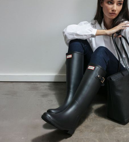 FRW0024252 Bottes hautes à bordures dorées raffinées (36), Plat, Aucun, Casuel - Hunter - Modalova