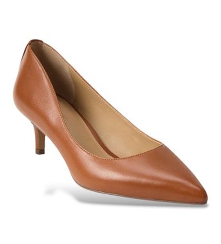 P09030002 Escarpin Adrienne en cuir marron (38.5), , 3 à 5 cm, Aucun, Casuel, Classique - Lauren Ralph Lauren - Modalova