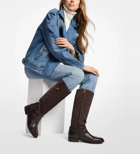 F6BVFB5S Botte d'équitation Beverly en daim matelassé et fourrure (37), Cuir, Plat, Aucun, Casuel - Michael Kors - Modalova
