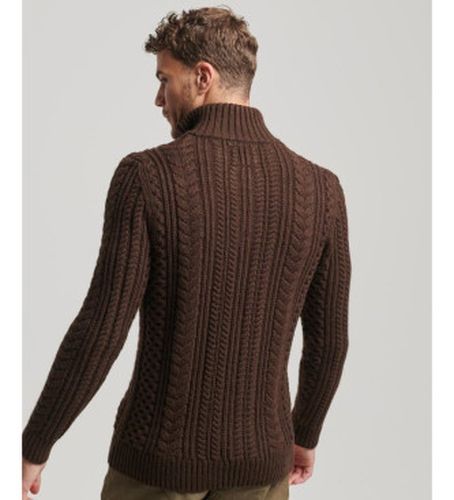 M6110527A Pull tressé en tricot avec demi-fermeture éclair Vintage Jacob brown (XL), , Casuel, Acrylique - Superdry - Modalova
