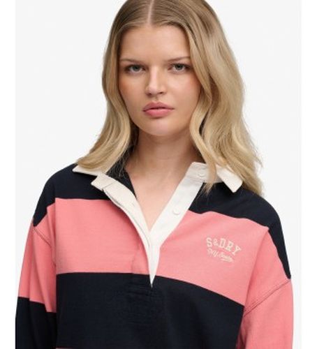 W6012212A Polo rugby Heritage Stripe Rugby rose (XL), Casuel, Coton, Manche longue - Superdry - Modalova