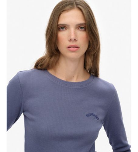 W6012108A Essential Logo Rib Rib T-shirt (M), Bleu, Casuel, Coton, Manche longue - Superdry - Modalova