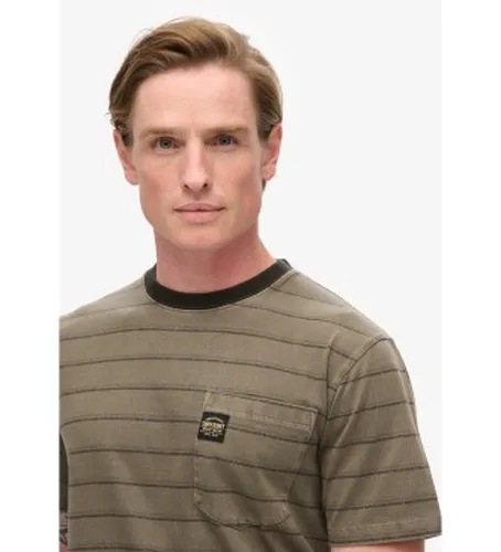 M1012043A T-shirt texturé à rayures avec pochette (XXL), Casuel, Coton, Manche courte - Superdry - Modalova