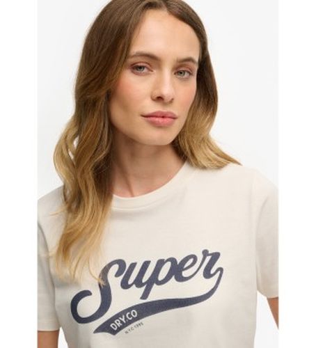 W1011869A T-shirt Varsity Script crème (M), Casuel, Coton, Manche courte - Superdry - Modalova