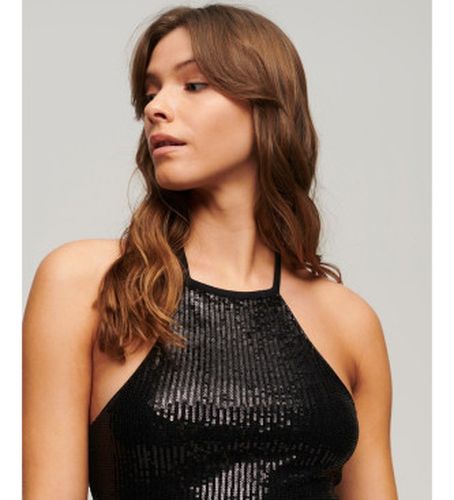 W8011581A Robe midi avec encolure licou en paillettes (M), Fête, Polyester, Sans manches / bretelles - Superdry - Modalova