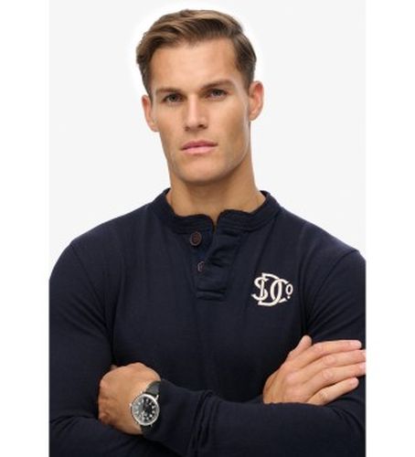 M6010904A T-shirt athlétique vintage Grandad (S), Casuel, Coton, Manche longue, Marine - Superdry - Modalova