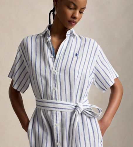 Robe en lin rayée (36), Casuel, Manche courte - Polo Ralph Lauren - Modalova