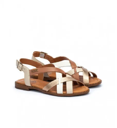 W0X-0556C3 Sandales en cuir Algar marron, doré (35), , 1 à 3 cm, Boucle, Casuel - Pikolinos - Modalova