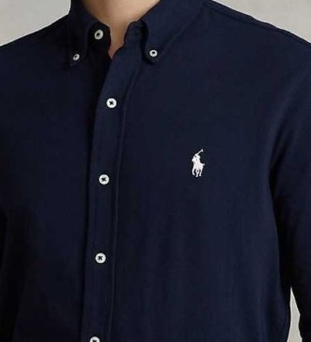 Chemise ultra-légère en piqué (L), Bleu, Casuel, Coton, Classique, Manche longue - Polo Ralph Lauren - Modalova