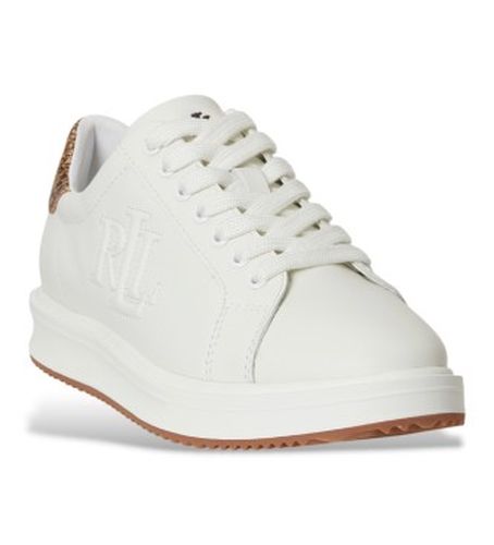 P15844001 Baskets Ainsley avec gaufrage python blanc (37), Cuir, Plat, Lacets, Casuel - Lauren Ralph Lauren - Modalova
