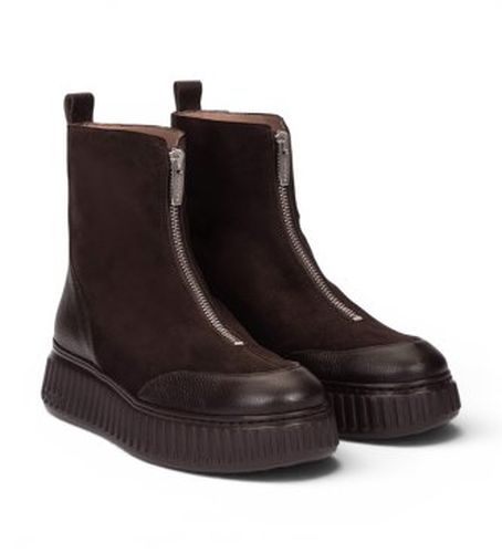 A-5202 Bottines en cuir Xfly 02 marron (37), Plat, 3 à 5 cm, Fermeture éclair, Casuel - Wonders - Modalova