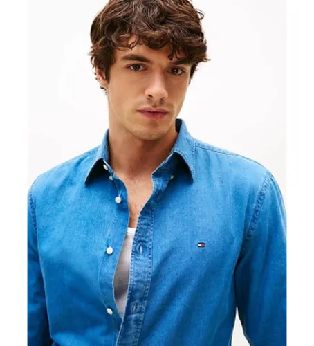 MW0MW38134 Chemise en chambray à coupe régulière (L), Casuel, Coton, Manche longue - Tommy Hilfiger - Modalova