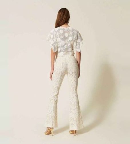 TT2314 Pantalon évasé en dentelle avec ceinture (42), Casuel, Coton - Twinset - Modalova