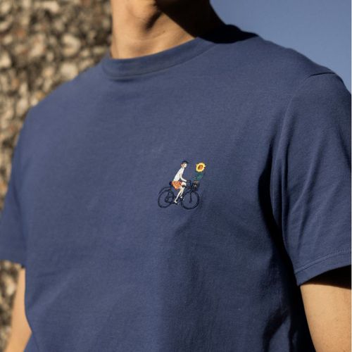 T-shirt bleu vélo brodé - FAGUO - Modalova