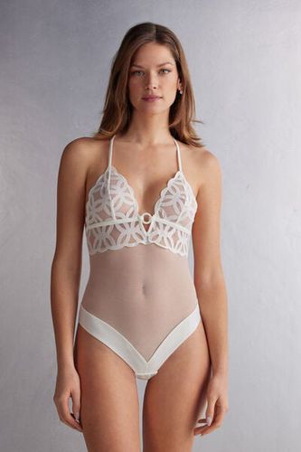 Crafted Elegance Lace and Tulle Bodysuit Woman Ivory Size L - Intimissimi - Modalova