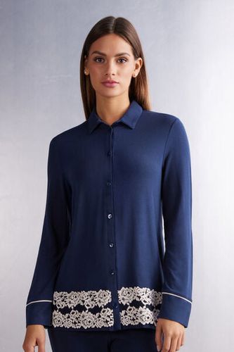 Pretty Flowers Button Up Shirt in Modal Woman Blue Size L - Intimissimi - Modalova
