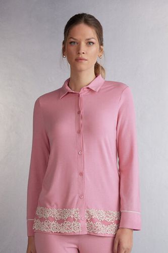 Pretty Flowers Button Up Shirt in Modal Woman Pink Size S - Intimissimi - Modalova