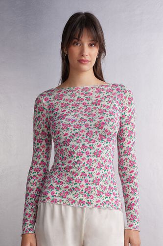 Life is a Flower Bateau Neck Top in Modal Ultralight with Cashmere Woman Floral Size L - Intimissimi - Modalova