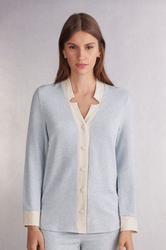 Cold Winter Night Button Up Top in Modal with Wool Woman Light Blue Size S - Intimissimi - Modalova