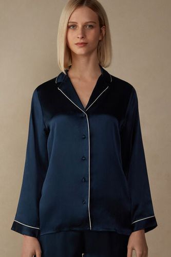 Mannish-Cut Jacket in Silk Satin Woman Blue Size XS - Intimissimi - Modalova