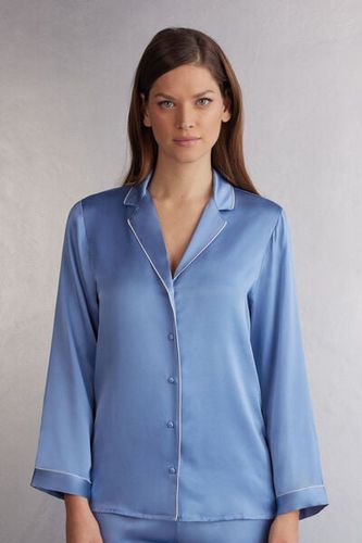 Mannish-Cut Jacket in Silk Satin Woman Light Blue Size S - Intimissimi - Modalova