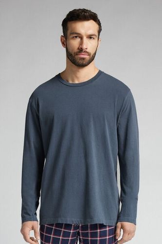 Washed Collection Long Sleeve Cotton Knit Shirt Man Blue - Intimissimi - Modalova