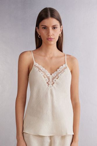 Romance Yourself Linen and Lace Top Woman Natural Size L - Intimissimi - Modalova