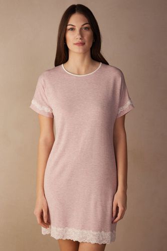 Lace Trim Short Sleeve Nightgown Woman Pale Pink Size L - Intimissimi - Modalova