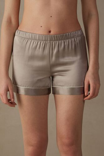 Silk Shorts with Contrast Trim Woman Natural Size S - Intimissimi - Modalova