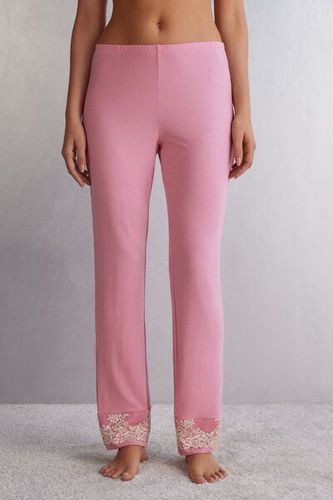Pretty Flowers Ruffled Full Length Modal Pants Woman Pink Size S - Intimissimi - Modalova