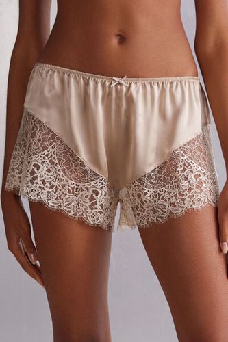 Living in Luxe Silk and Lace Shorts Woman Natural Size L - Intimissimi - Modalova