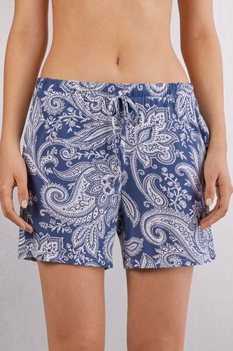 Flower Paisley Bamboo Viscose Shorts Woman Blue Size M - Intimissimi - Modalova