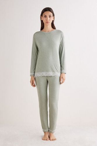 Lace Trim Full Length Pajamas - Intimissimi - Modalova