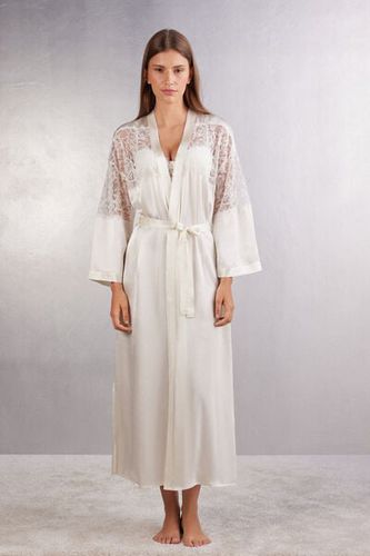 Her Beauty Long Silk Robe Woman Ivory Size M/L - Intimissimi - Modalova