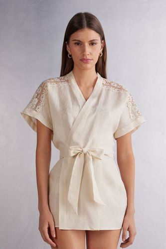 Romance Yourself Linen and Lace Kimono Woman Natural Size M/L - Intimissimi - Modalova