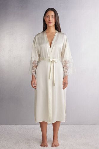 The Simplest Pleasures Long Silk Robe Woman Ivory Size M/L - Intimissimi - Modalova