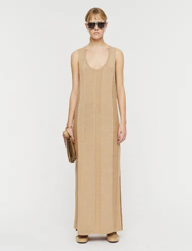 Linen Blend Knitted Long Dress - Joseph - Modalova