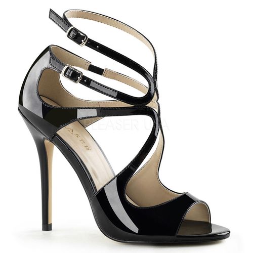 Nu-pied asymétrique noir vernis - Pointure : 44 - Chaussures femmes Pleaser - Modalova
