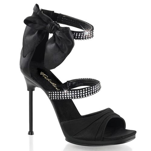 Chaussures en satin noir nu-pieds à brides talon aiguille - Pointure : 36 - Fabulicious - Modalova