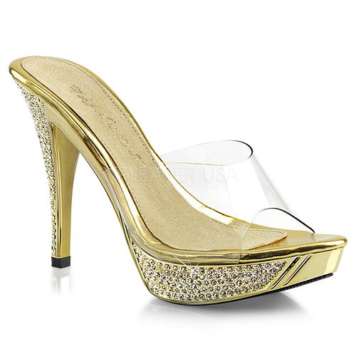 Chaussures paillettes dorées mules à strass - Pointure : 35 - Fabulicious - Modalova