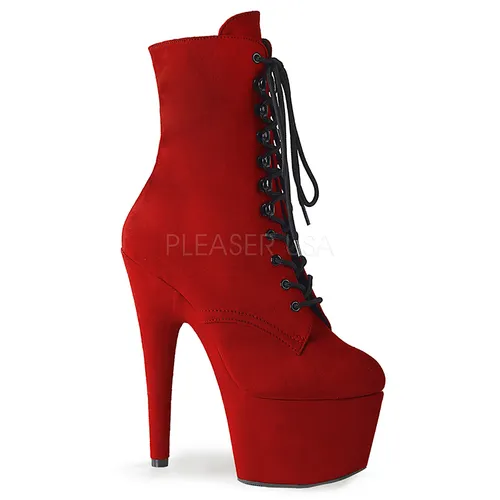 Bottines velours rouge talon plateforme - Pointure : 36 - Chaussures femmes Pleaser - Modalova