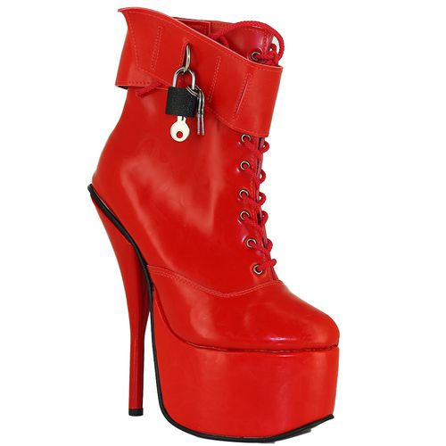 Bottines plateforme latex rouge - Pointure : 47 - HUSSY - Modalova