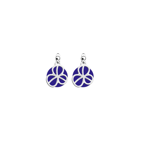 Boucles d'oreilles Trèfle, vinyles réversibles Indigo / Blanc Cassé - Les Georgettes - Modalova