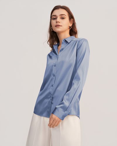 LILYSILK Blouse En Soie Ourlet Courbé, Manches Longues Soie Extensible De Qualité Température Réglable Chemises XL - LILYSILK - Modalova