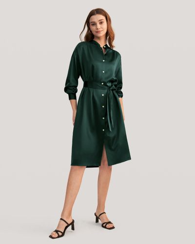 LILYSILK Robe Chemise En Soie Fronc¨¦e ¨¤ Ceinture - LILYSILK-FR - Modalova