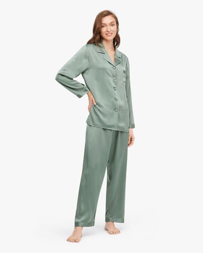 LILYSILK Pyjama Soie Femme Vert Revers Crantés, Boutons Enveloppés De Soie 100% Soie Pure Bonne Qualité Lavable En Machine S - Lilysilk - Modalova