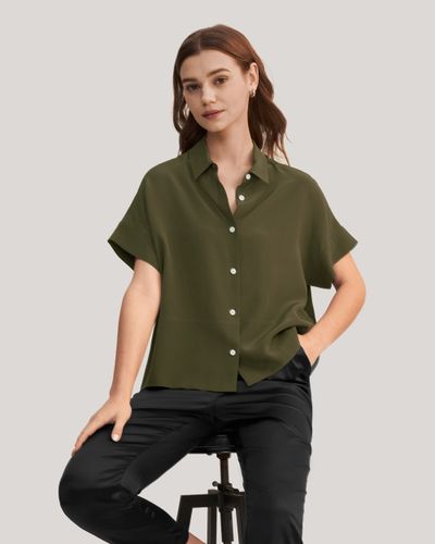 LILYSILK Tee Shirt En Soie Manches Courtes, Bouton Classique 100% Soie De M?rier L¨¦ger Et Respirant Chemises L - LILYSILK-FR - Modalova