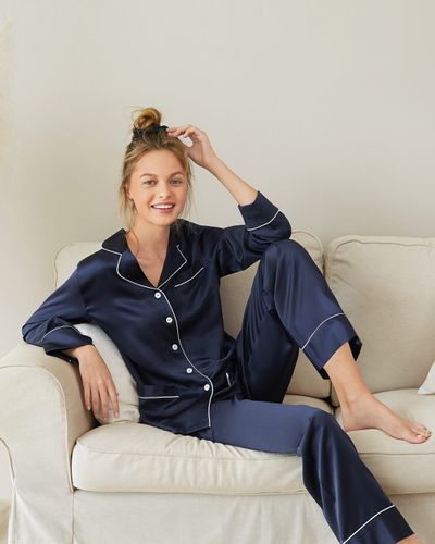 LILYSILK Pyjama Soie pyjama en soie Marine Liseré Contrastant - Lilysilk - Modalova